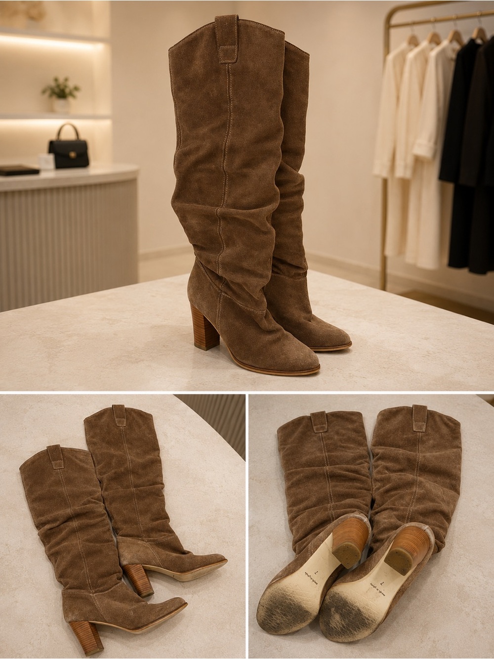 Steve Madden Brown Suede Slouch Knee-High Boots